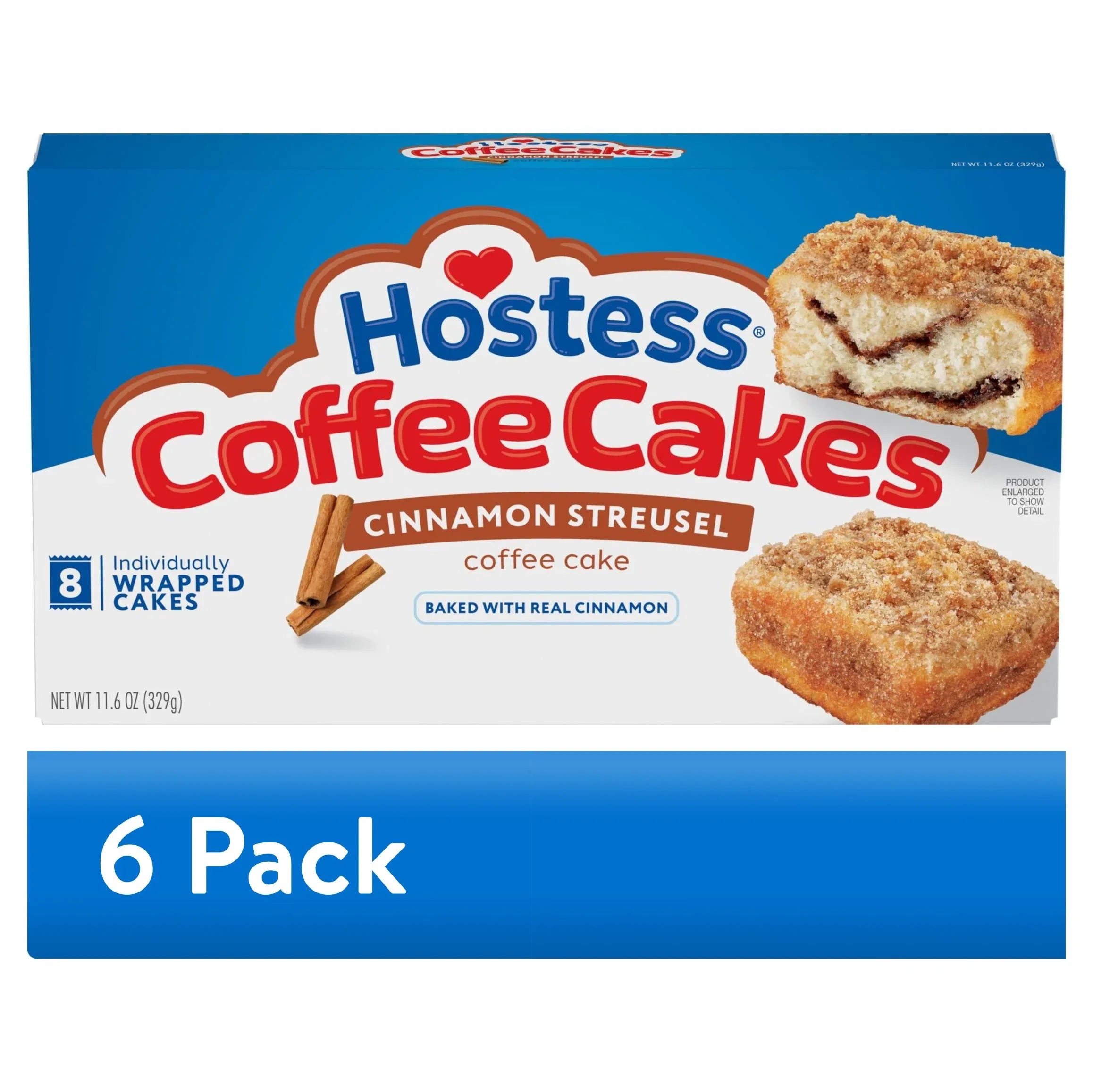 Hostess Coffee Cakes, Cinnamon Streusel Snack Cakes, 11.6 oz Box (8 Count)