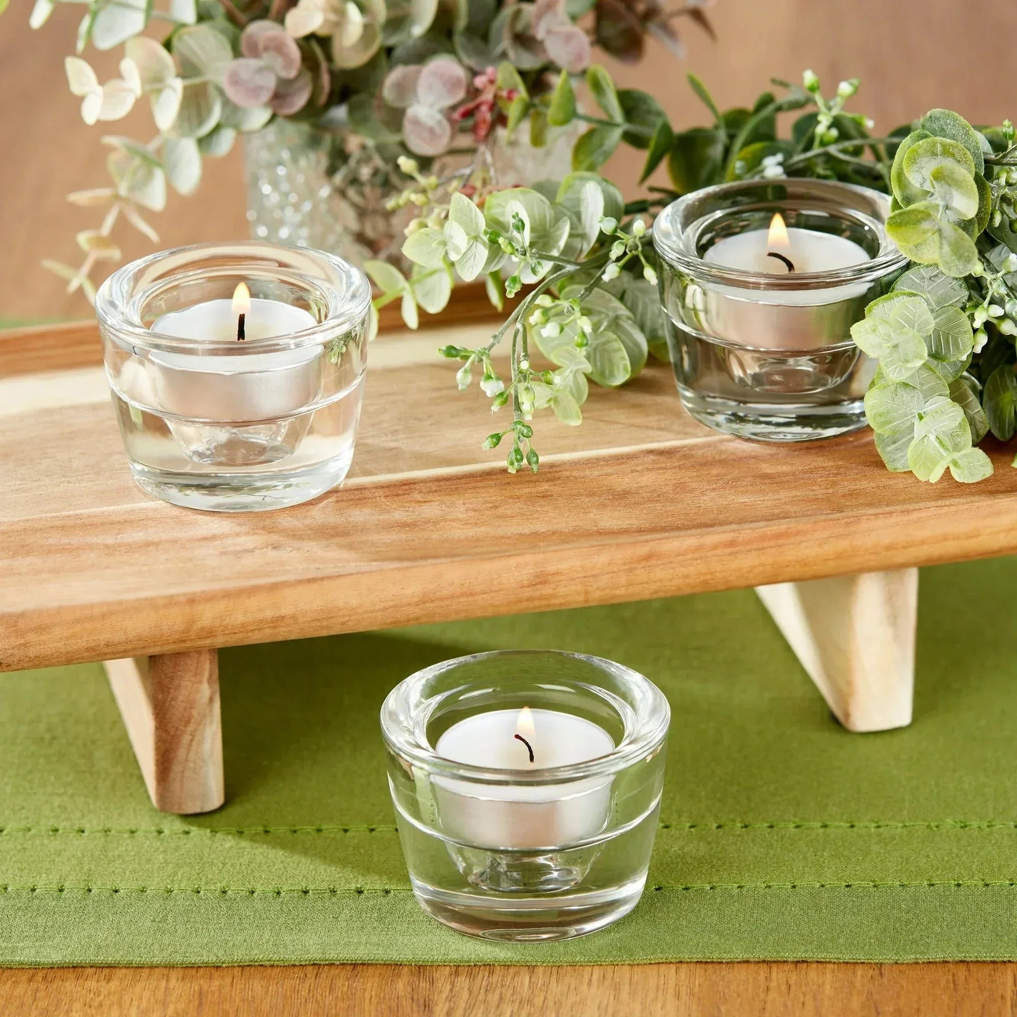 (6 pack) Mainstays Clear Glass Candleholder for Tealight and Taper Candles, 2 Inches - USA MEGA SHOP