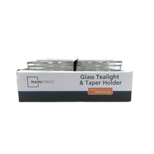 Mainstays retail box for glass tealight and taper holders with clear glass cups inside