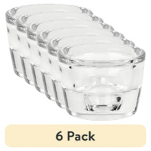 Clear glass candleholder set of 6 with rounded open cups for tealight or taper candles