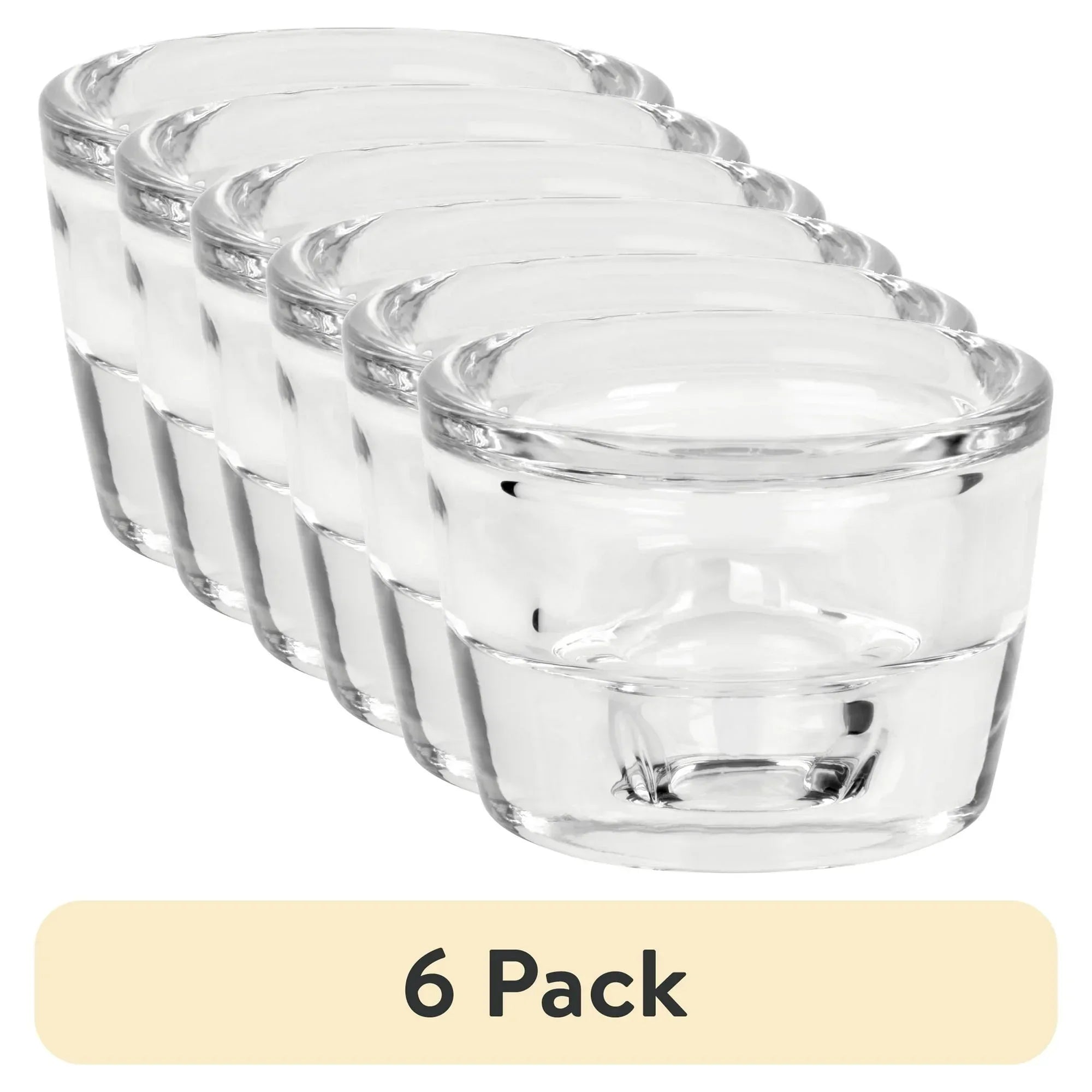 (6 pack) Mainstays Clear Glass Candleholder for Tealight and Taper Candles, 2 Inches