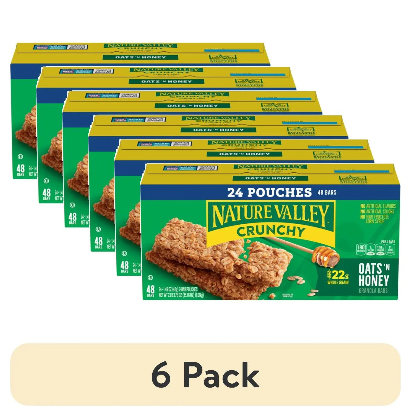 Nature Valley Crunchy Granola Bars, Oats 'n Honey, 48 Count, 35.76 oz (24 Pouches)