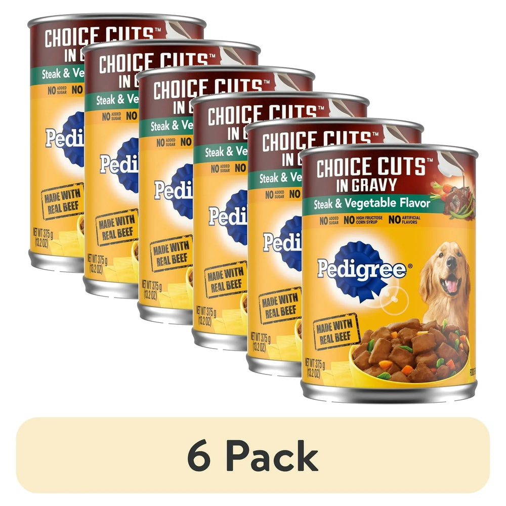 Pedigree Choice Cuts In Gravy Adult Wet Dog Food Steak & Vegetable Flavor, 13.2 oz Cans 12 Pack - USA MEGA SHOP