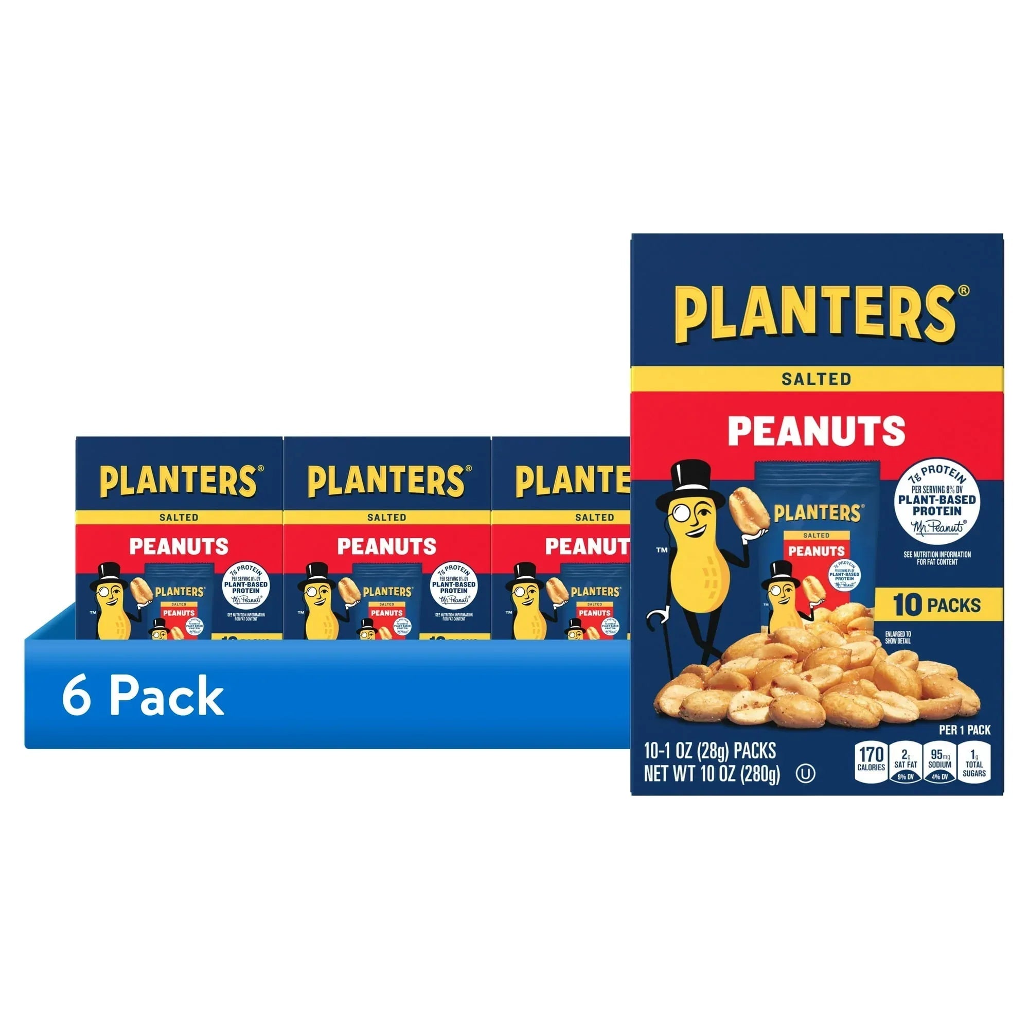 Planters Salted Peanuts, Plant Based Protein, 10-1 oz. Bags