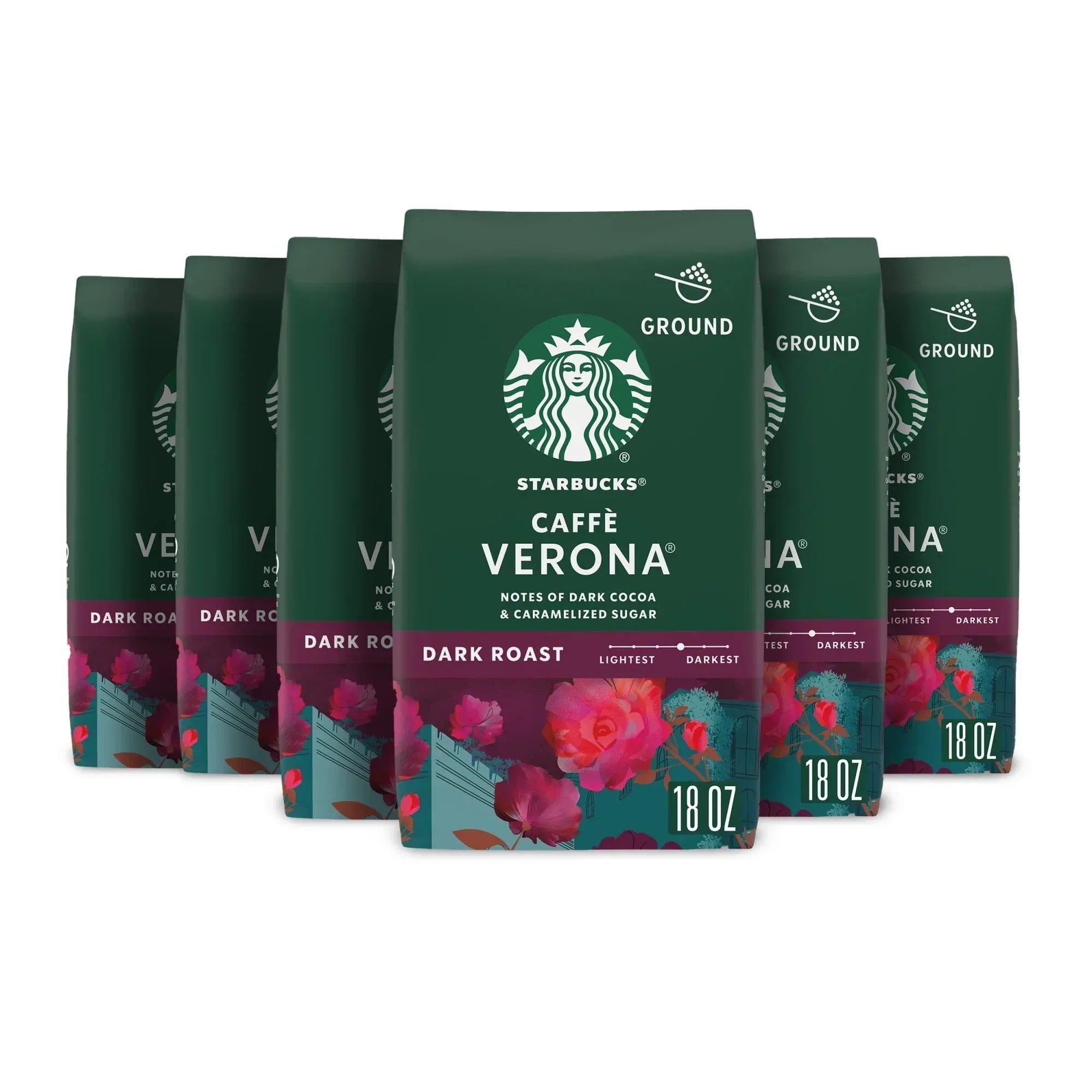 (6 pack) Starbucks House Blend, Ground Coffee, Medium Roast Hot or Iced Coffee, 18 oz