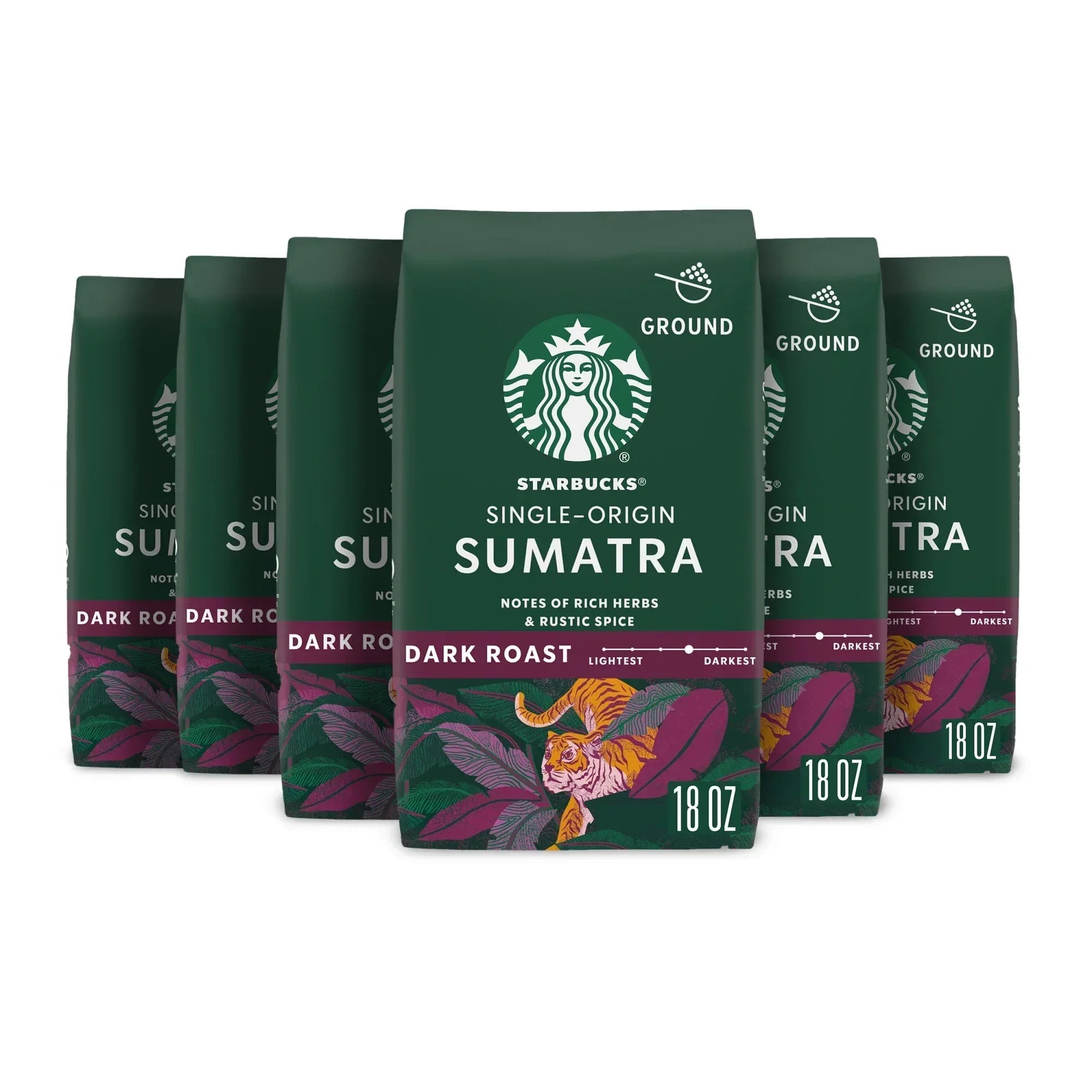 (6 pack) Starbucks House Blend, Ground Coffee, Medium Roast Hot or Iced Coffee, 18 oz