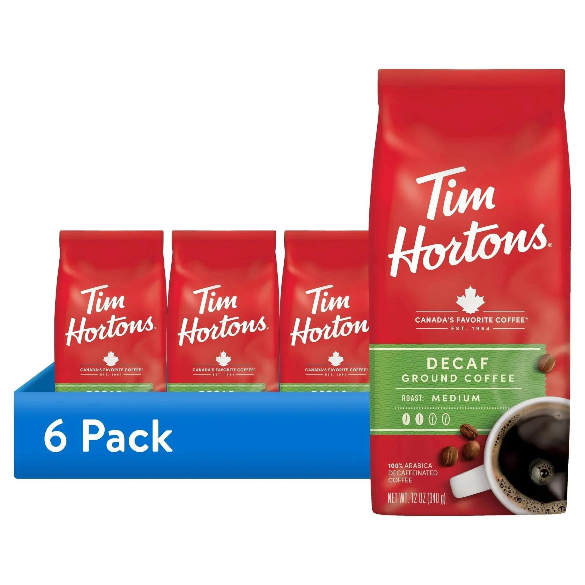 Tim Hortons Decaf Ground Coffee, 12oz Bag