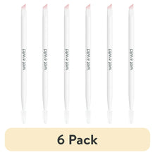 6-pack brow and liner duo brushes with pink bristles, white handles