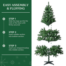 Artificial Christmas tree sections with green branches and pre-lit color-changing LED lights