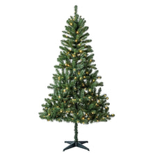 6.5 ft artificial Christmas tree with green branches and color-changing LED lights