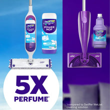 Swiffer Power Mop set with mop device, cleaning solution bottle, and extra pads