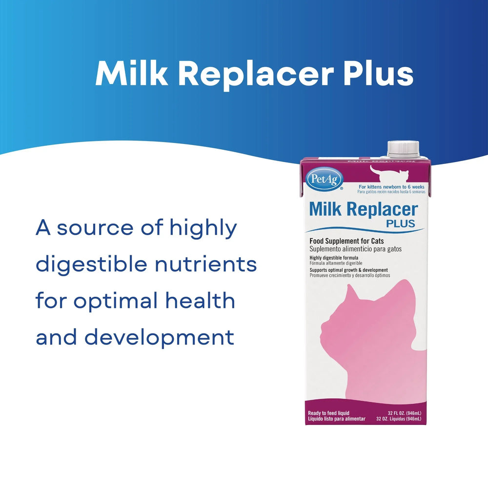 PetAg Milk Replacer Plus Liquid for Cats and Kittens, 32 fl oz - USA MEGA SHOP