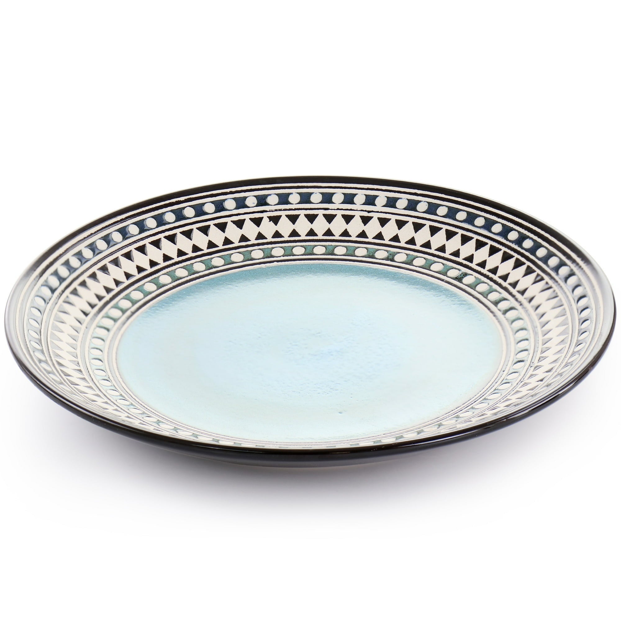 Elama Blue Sage 16 Piece Double Bowl Stoneware Dinnerware Set in Blue