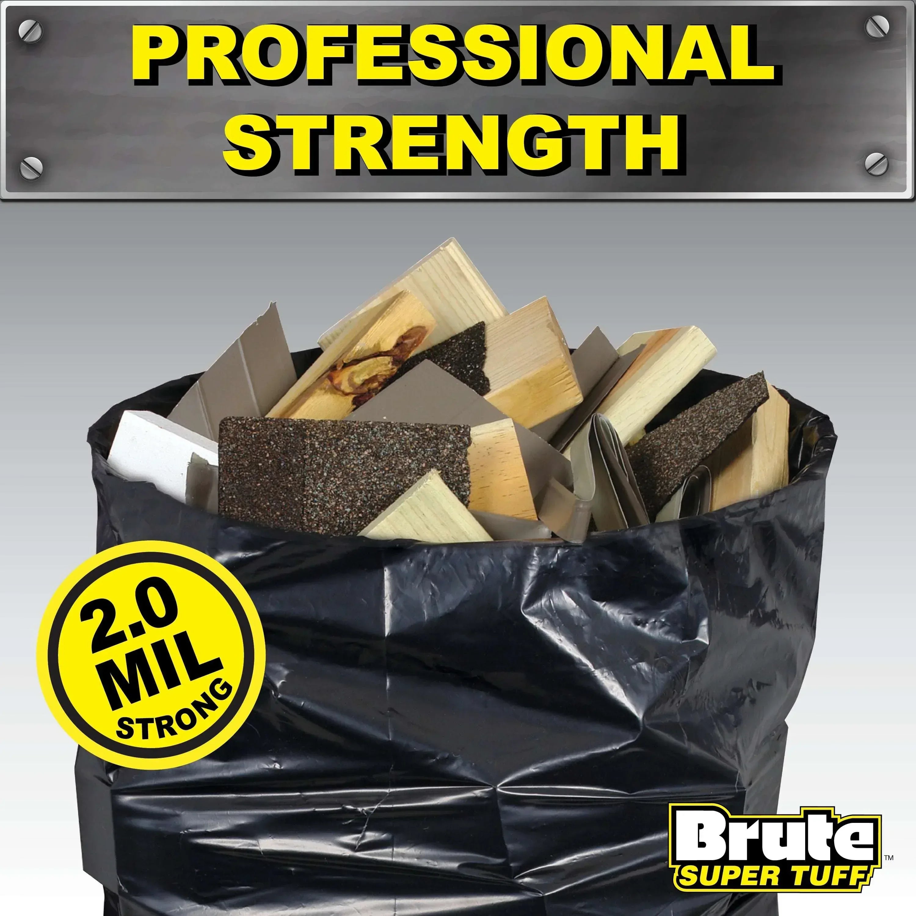Brute Super Tuff® Contractor Bags, 55 Gallon, 20 Bags (Twist Tie)