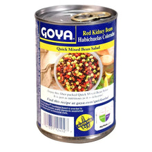 GOYA red kidney beans can with quick mixed bean salad label