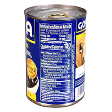 Canned black beans back label with Nutrition Facts and nutrition panel