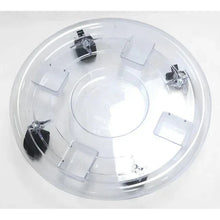Clear round plant caddy base with four caster wheels and stabilizing clips