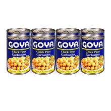 Canned chick peas multipack by GOYA, blue-and-silver can labels shown