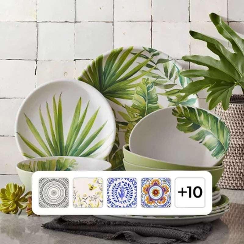 Member'S Mark 12-Piece Bamboo Melamine Dinnerware Set (Assorted Colors)