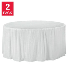 White round tablecloth (2-pack) with pleated vertical stripe texture