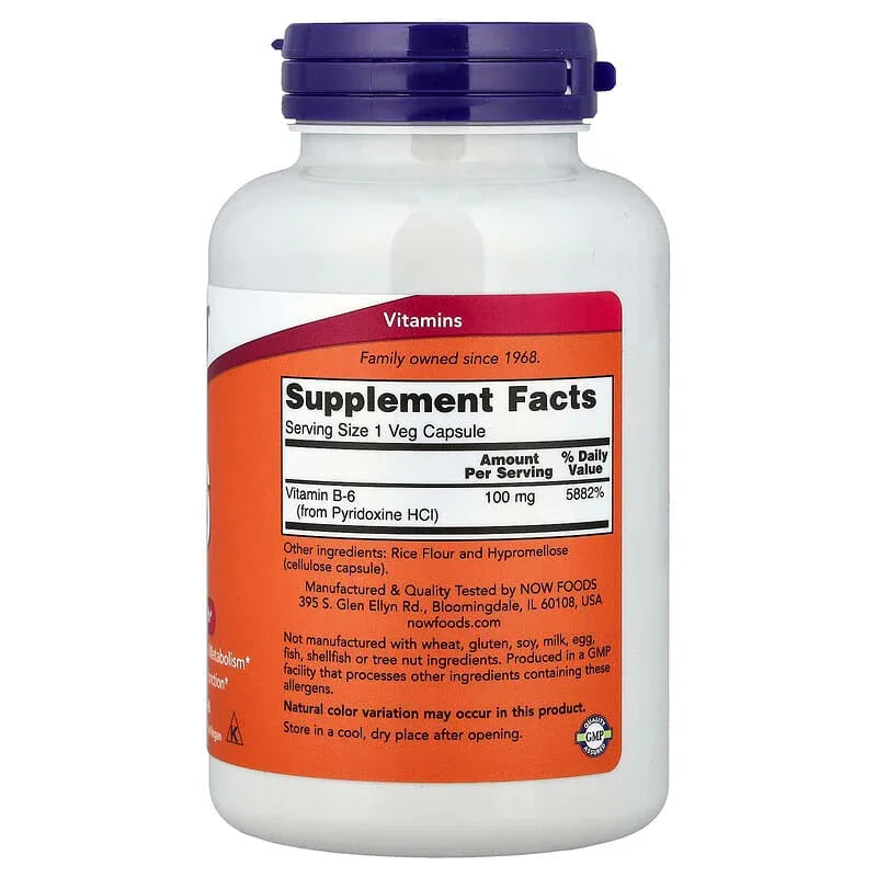 NOW Foods, B-6, 100 mg - USA MEGA SHOP
