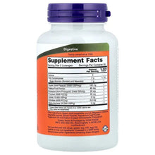 NOW chewable papaya enzymes supplement facts label on bottle with orange panel
