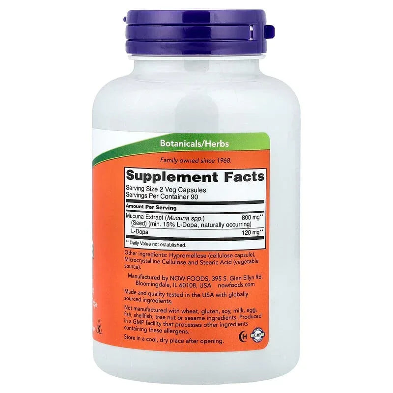 NOW Foods, Dopa Mucuna, Veg Capsules