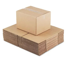 Brown corrugated shipping boxes, stacked cartons