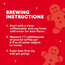 Brewing instructions text on coffee bag: clean start, 1 1/2 Tbsp, 6 oz water