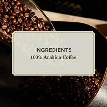 Arabica coffee ingredients label, 100% Arabica coffee