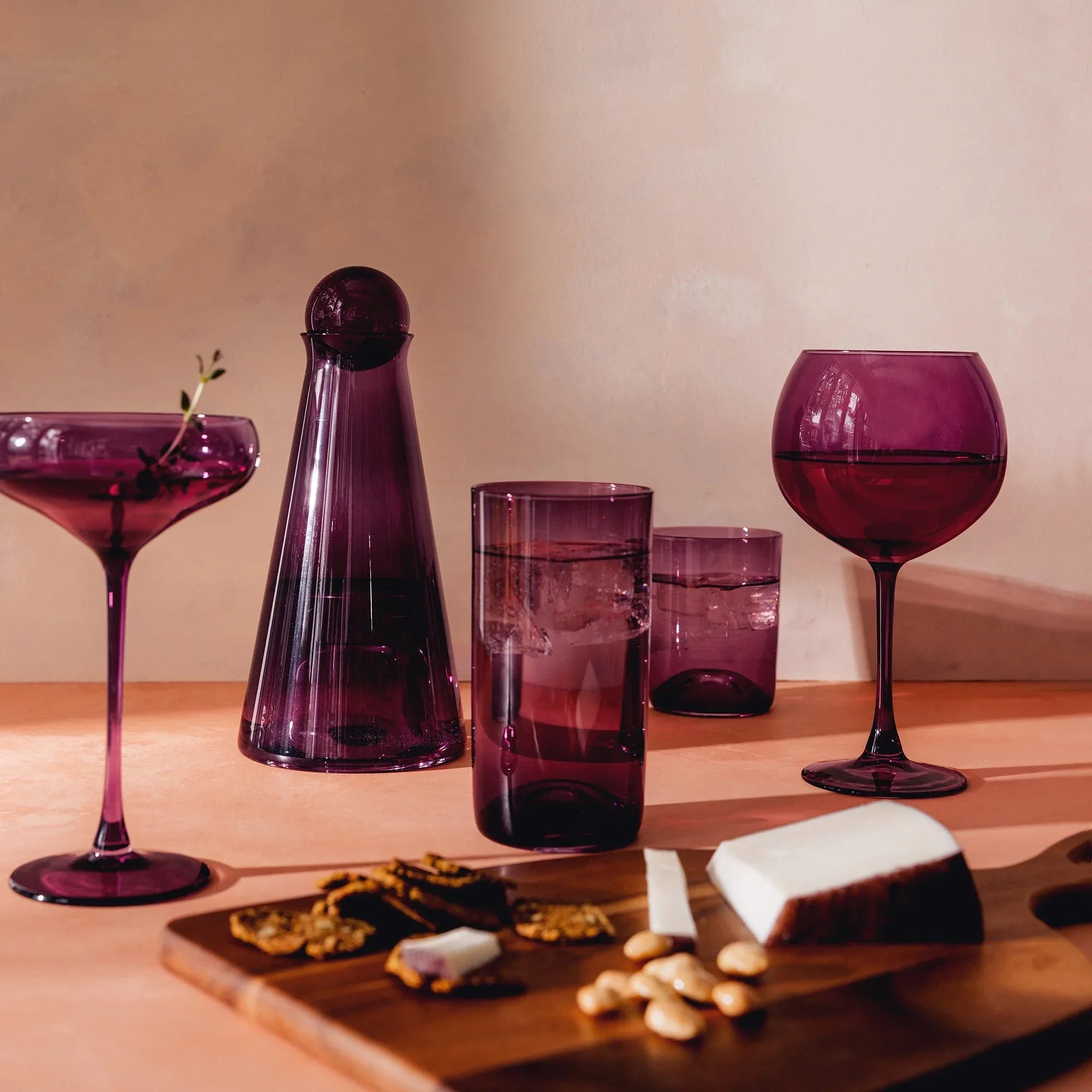 Thyme & Table 20 fl oz Magenta Sphere Drinking Glasses, Set of 4