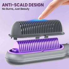 Anti-scald hair straightener brush with raised ceramic comb heating slots