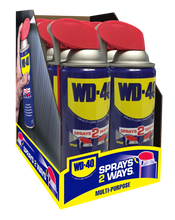 WD-40 multi-use lubricant 3-pack retail box with red straw cap cans