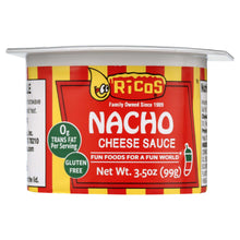 Ricos nacho cheese sauce cup, net wt 3.5 oz, gluten-free, microwavable