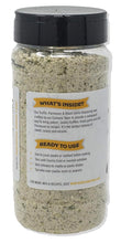 Truffle seasoning jar with back label showing ingredients and serving instructions