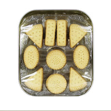 Assorted pure butter shortbread biscuits in a tray, heart and rectangle shapes