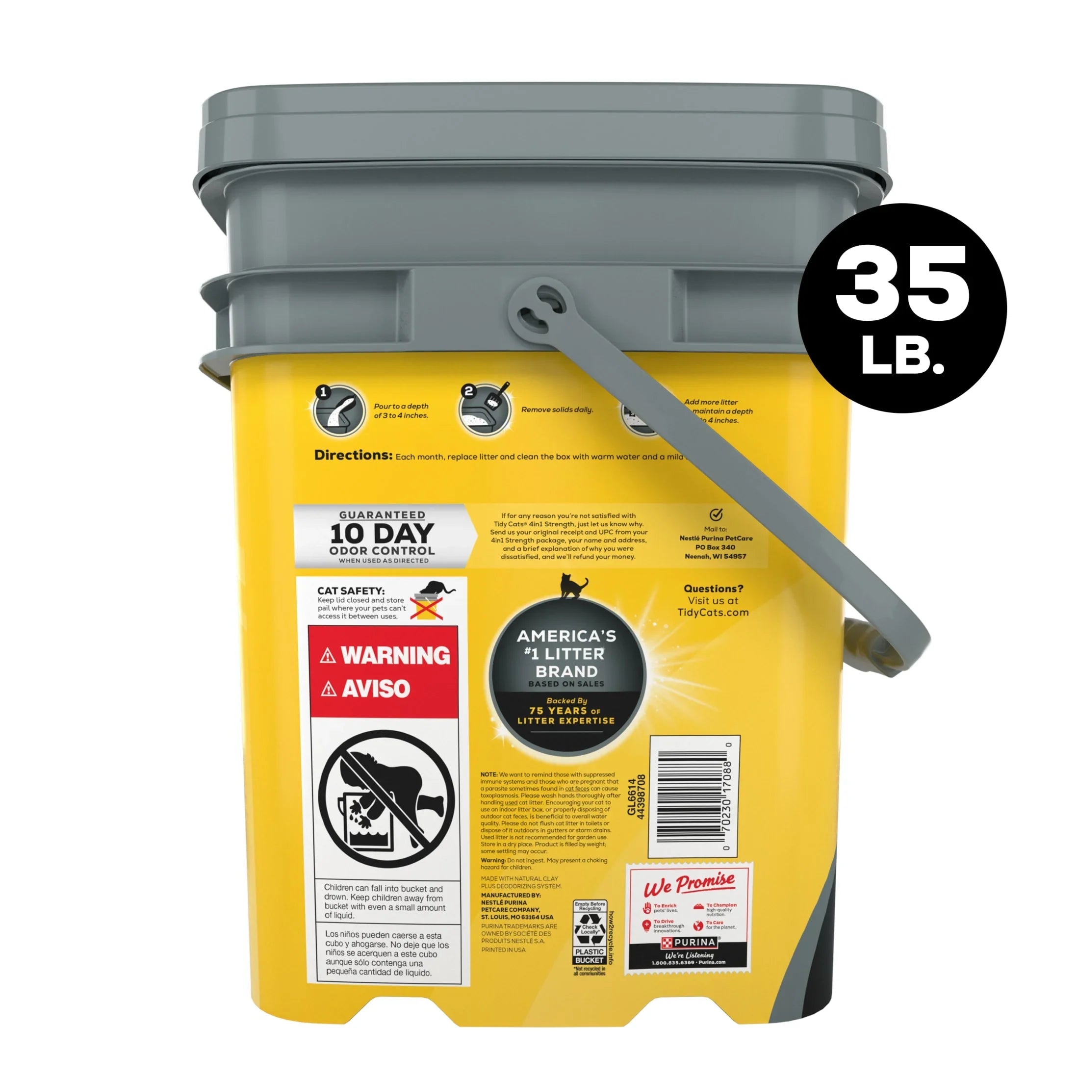 Purina Tidy Cats 4-in-1 Clumping Cat Litter, Odor Control, Low Dust, 35 lb. Pail