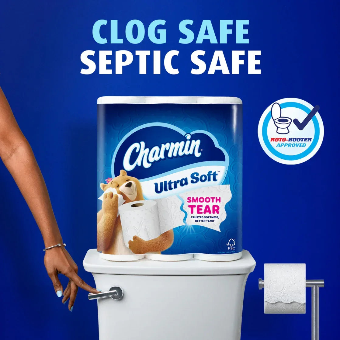 Charmin Toilet Paper Ultra Soft, 12 Mega XL Rolls, 2-Ply Bath Tissue