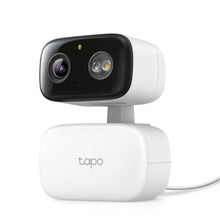 TP-Link Tapo pan-tilt security camera with white housing and black front lens cover