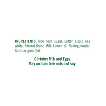 Gluten-free cookie ingredients and allergy info: contains milk and eggs