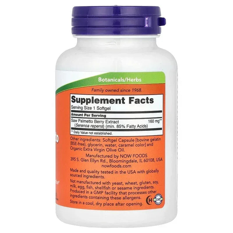 NOW Foods, Saw Palmetto Extract, 160 mg, Softgels