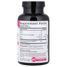 Supplement Facts panel on collagen peptides bottle, 6 tablets serving size