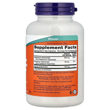 Magnesium and potassium supplement bottle, Supplement Facts panel on back label