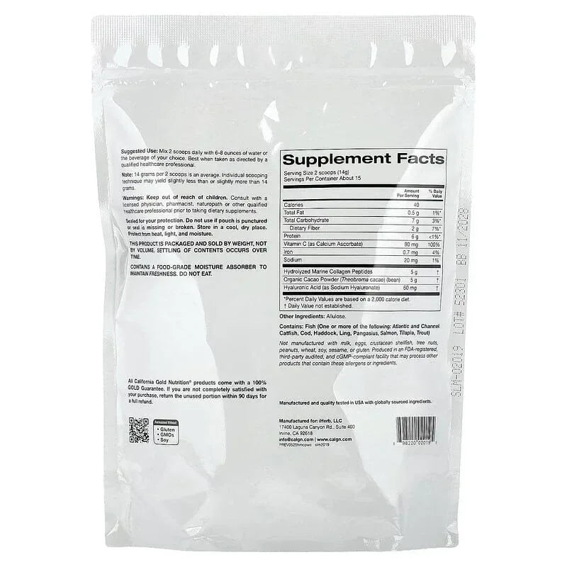 California Gold Nutrition, Hydrolyzed Marine Collagen Peptides with Cocoa, 7.3 oz (206 g)