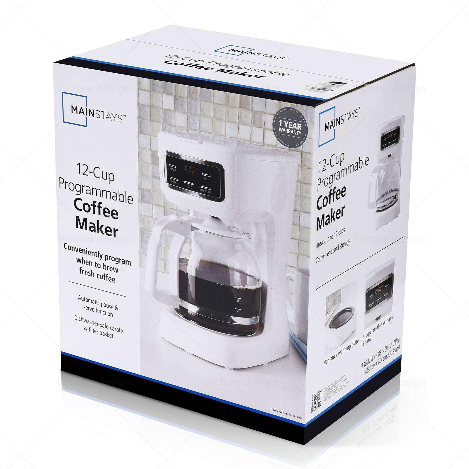 Mainstays CM1449-UL Black 12-Cup Programmable Drip Coffee Maker - USA MEGA SHOP
