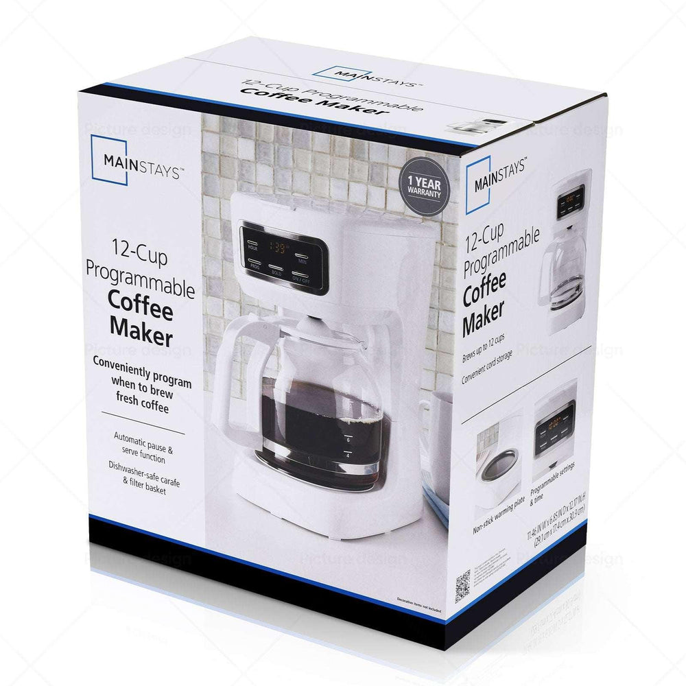 Mainstays CM1449-UL Black 12-Cup Programmable Drip Coffee Maker - USA MEGA SHOP