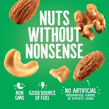 Emerald nut snack pack design with cashew and almond illustrations, green label.