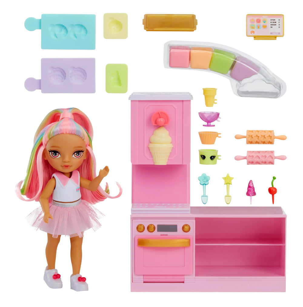 Rainbow High Littles Dessert Shop Playset + Small Doll (Pink 5.5”), Make Ice Cream, Sweets, Kids 4+ - USA MEGA SHOP
