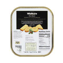 Walkers pure butter shortbread tin back label with nutrition facts