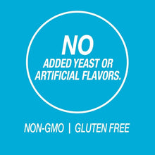 No added yeast or artificial flavors badge; non-GMO and gluten-free claim